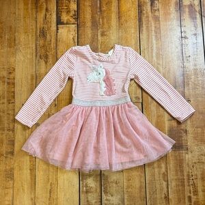 btween long sleeve dress Pink Striped Unicorn Dress 4T tutu skirt